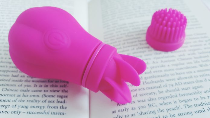 Close up photo of the Paloqueth Dual Density Dildo Head. A circumsized rosy tip.